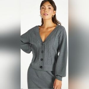 JustFab Cable Boxy Short Cardigan